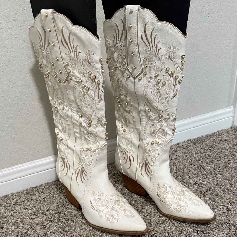 White Jeweled Altar'd State Boots